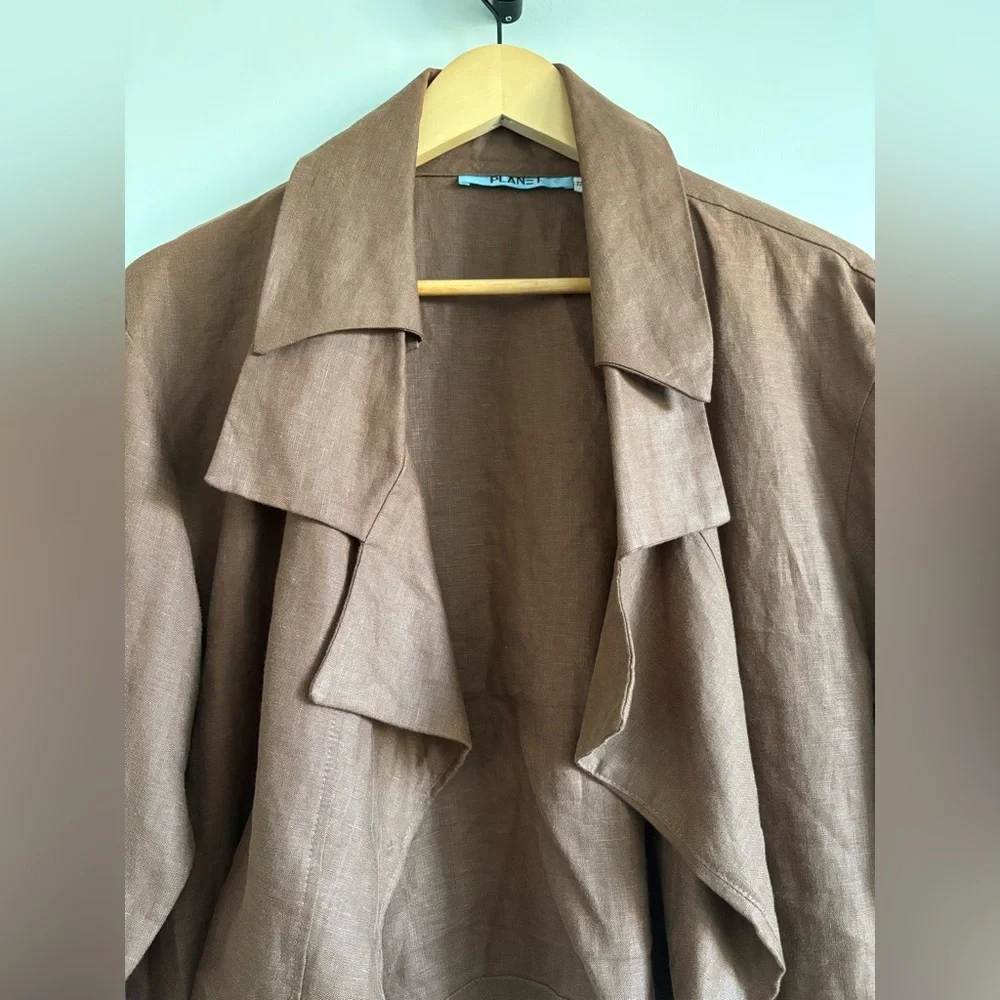 PLANET 100% Linen Draped Crop Jacket | One Size - Picture 6 of 7